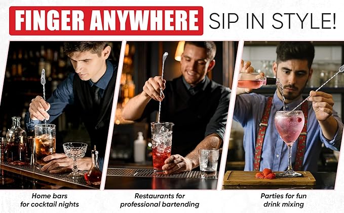 National Finger Company, Finger Cocktail Stirrer, Tipsy Finger, 36 cm, Stainless Steel Life-Size Finger Spoon, Funny Bar Spoon, Novelty Cocktail Stirrer, Gag Gift, Quirky Bar Tool