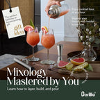 Barillio 14 oz Glass Cocktail Shaker | Cobbler Mixer with Built-In Strainer, Leak-Proof Clear Martini Shaker for Single-Serve Drinks