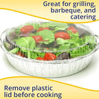 IDL Packaging 9" Round Aluminum Foil Pans with Dome Lids (Pack of 100) - Disposable Aluminum Container with Clear Plastic Lids - Great for Baking, Cooking, Serving