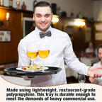 Zopeal 6 Pieces Black Round Restaurant Serving Tray, Plastic Non Slip Surface Food Meals Server Tray with Raised Edges for Home, Kitchen, Restaurant, Cafeteria, Bar (14")