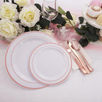 WDF 120 pieces Rose Gold Plates Disposable - Heavy Duty Rose Gold Plastic Plates Perfect for Mother's Day, Wedding, Birthday
