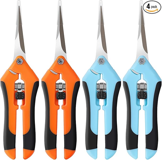 BEoffer 4 Pack Pruning Shears, 6.5 Inch Garden Scissors Gardening Hand Pruning Snips with Straight Stainless Steel Precision Blades for Gardening Flower Plant Precise Trimming and Pruning Maintenance