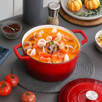 vancasso Enameled Cast Iron Dutch Oven, 7.5 QT Dutch Oven Pot with Lid, Round Enamel Dutch Oven for Bread Baking, Non Stick Enamel Coating, Pot's Body Cast Iron, Red