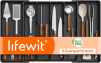 Lifewit Utensil Kitchen Drawer Organizer, Expandable from 18 to 30 inches, Plastic Cooking Cutlery Silverware Tray, Adjustable Spatula Holder, Flatware Tools Gadgets Storage Divider, XXL,Black