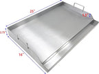 Direct Store Parts DS127 Stainless Steel BBQ Cooking Griddle, Universal Flat Top Griddle with 2 Handles for Most Gas Grills, W25"×D16"×H2.75", Heavy Duty Stainless Steel Griddle 1pc, Large size