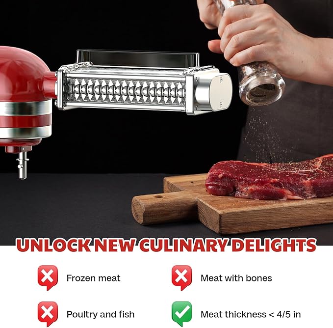 Meat Tenderizer Attachment for Kitchenaid Stand Mixer, Meat Tenderizer Machine for Kitchenaid Mixer Accessories, Meat Tenderizer with Stainless Steel Gears by Cofun