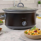 Kenmore Slow Cooker - 5 Lb Chicken 3 Lb Roast Mini Crock Pot With Glass Lid, Stainless Steel Electric Cookers, Warm Rice & Sous Vide Stew, Soup, Lunch, Dishwaher Safe Non-Stick Ceramic Insert, 5 Quart