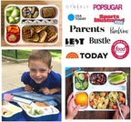 Bento Lunch Box with Insulated Bag and Ice Pack Set. 6 Divided Compartments, Containers for School, Work Daycare Lunches Snacks, Kids and Adults BPA Free, Easy to Carry, Durable Kits, Navy Blue