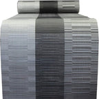 PIGCHCY Elegant Placemats with Matching Table Runner,Washable Durable Vinyl Woven Table Mats Sets(6pcs Placemats+1pcs Table Runner, Black)