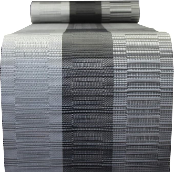 PIGCHCY Elegant Placemats with Matching Table Runner,Washable Durable Vinyl Woven Table Mats Sets(6pcs Placemats+1pcs Table Runner, Black)