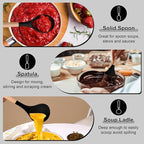 P&P CHEF Cooking Utensils Set, 6 PCS Kitchen Utensils with Wooden Handle, Silicone Spatula for Nonstick Cookware, Easy Clean & Non-toxic, Black