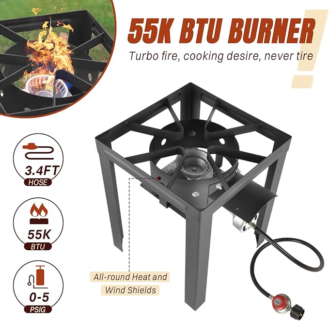 30QT Turkey Fryer & 10QT Fish Fryer Kit, Waterproof Cover & 12-inch Skimmer, 55,000BTU Propane Burner Stove, Aluminum Turkey Fryer Pot, Outdoor Deep Fryer, Crawfish Boiler with Basket