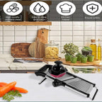 Adjustable Mandoline Slicer for Vegetables, Fruits, Stainless Steel with Cut-Resistant Gloves, Black/Silver