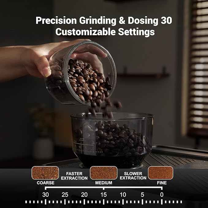 Gevi 20 Bar Espresso Machine with Grinder & Milk Frother, Professional Coffee Maker for Home, Cappuccino & Latte, Removable Water Tank, Steam Wand
