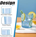 Liacere Plastic Drinking Glasses (Set of 12) 14 oz Blue Reusable Plastic Glasses Colors，Kitchen Water Glasses Cup, Bar Tumbler Glassware Set for Beer, Juice, Cocktail, Whiskey, Milk