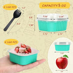 120pack 5oz Mini Cake Pans with Lids,LNYZQUS Aluminum Foil Cupcake Baking Cups Muffin Tin,Disposable Ramekins Small Cake Mini Brownie Baking Pan Cheesecake Containers -Cyan Blue