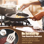 Silicone Kitchen Utensils Set, E-far 23 Pcs Khaki Cooking Utensils Tools with Holder for Nonstick Cookware, Include Spatula/Spoon/Ladle/Tongs/Turner, Heat Resistant & Nontoxic, Dishwasher Safe