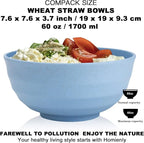60 OZ Big Salad Bowls,Large Soup Bowl Set of 8,Wheat Straw Bowls,Serving Bowl for Wedding Parties,Microwave and Dishwasher Safe Bowl for Salad,Soup,Serving,Oatmeal Big Bowls for Kitchen - Light Color