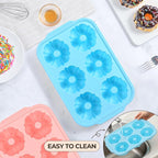 Mini Fluted Tube Cake Pans for Baking with Metal Reinforced Frame, 2Pcs Silicone 6-Cavity Mini Flan Molds, Nonstick Baking Mold for Cupcake, Brownie, Donuts, Cornbread, Jello