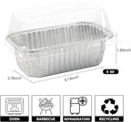 Ruckae 1lb Aluminum Mini Loaf Pans with Lids Silver Disposable Foil Mini Loaf Baking Pans Small Bread Tins for Party,Picnics,Gifts- 6" X 3.5" X 1.8" (60pcs+lids+stickers)