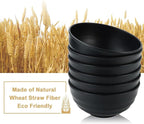 Wheat Straw Bowls Unbreakable Large Salad Bowls 60 OZ Set of 6, Microwave and Dishwasher Safe Large Plastic Bowl, Big Bowl for Eating, Serving Soup, Ramen, Popcorn (Black)