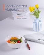 20 OZ Max White Opal Glass Cereal Bowl Set of 6, 6 inch Dishwasher & Microwave Safe Round Ribbed Bowls for Kitchen, Salad, Soup and Rice