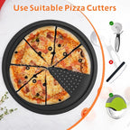 LYNG Pizza Pan 16 Inch, 2 Pack Silicone Nonstick Pizza Tray For Oven, Pizza Pan With Holes Dishwasher Safe, Suitable For Home Kitchen Dark Baking