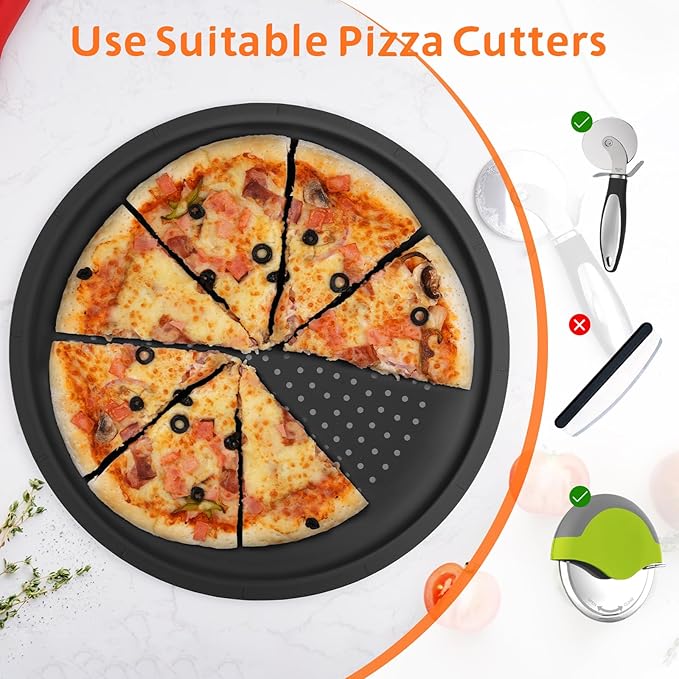 LYNG Pizza Pan 16 Inch, 2 Pack Silicone Nonstick Pizza Tray For Oven, Pizza Pan With Holes Dishwasher Safe, Suitable For Home Kitchen Dark Baking