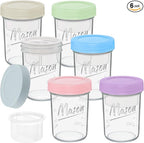 16 oz Overnight Oats Containers with Lids, 6-Pack Leak-Proof Wide Mouth Mason Jars & Separate Compartments for Fruits/Nuts, Airtight Glass Jars for Chia Pudding, Yogurt, Parfait and Salad