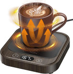 Mug Warmer - 40W Coffee Cup Warmer for Desk with Auto Shut Off, Smart Electric Candle Warmer with 4 Temp & Time Settings, Coffee Gifts for Beverage, Tea, Water, Milk in Home & Office (Wood)