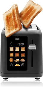Livwell Matte 2-Slice Smart Touch Toaster with Color Screen Display - Kitchen Gifts - 6 Browning Levels, Timer Countdown, Adjustable Settings for Bagels, Gluten-Free & Multigrain Bread (Matte Black)