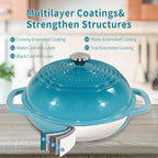 Enameled Cast Iron Dutch Oven with Lid,11" Bread Pan Baking Kit,6 Quart Enamel Bread Pan,Dutch Oven for Sourdough Baking-with Silicone Mat,Teal Thick Enamel Oven Pan-Gifts for Family