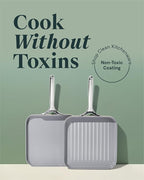 Caraway Griddle Pan & Grill Pan Duo - Non-Stick Ceramic Coated - Non Toxic, PTFE & PFOA Free - Oven Safe & Compatible with All Stovetops – Sage