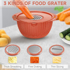 4-1 Colander with Bowl Set - Pasta Strainer - Colander for Kitchen - Strainers and Colanders Rice Strainer Fruit Cleaner Veggie Wash Sink Strainer Kitchen Essentials - Orange