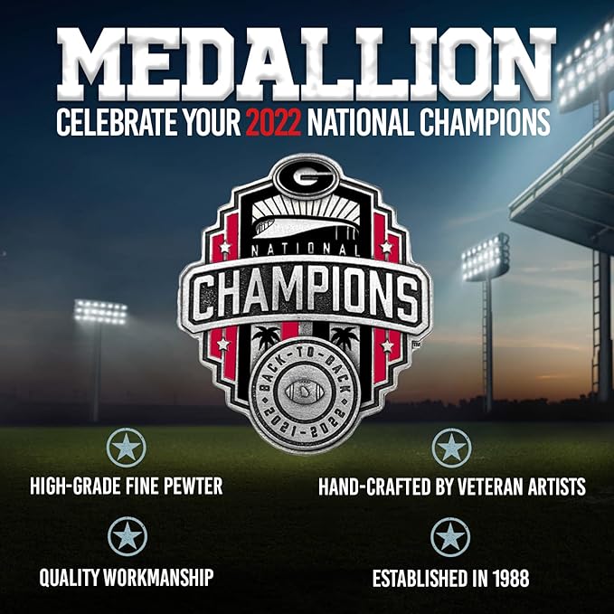 Heritage Pewter Georgia Bulldogs 2022 National Championship Double Old Fashion | Double Rocks Glass 14 OZ for Liquor | Expertly Crafted Pewter Glass