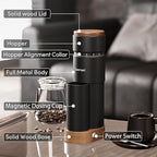 Burr Coffee Grinder,Wirsh Portable Electric Grinder Geimori T38 Plus,Espresso Grinder with Conical Burr,Stepless Grind Settings from Fine to Coarse for Espresso,Drip,French Press,Home&Travel Use