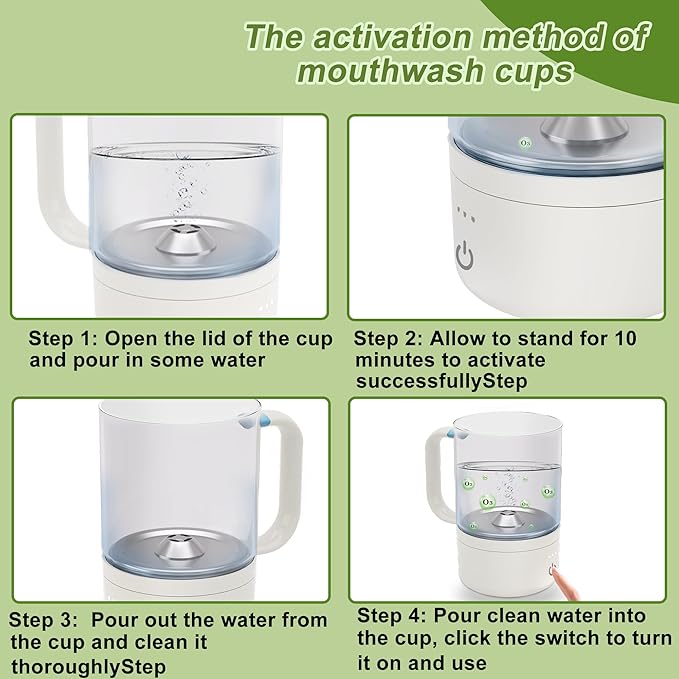 Ozone water cup rechargeable portable mouthwash cup | daily oral care fresh breath 11oz O3 generatorPurification Cup,Home Office Travel brushing teeth,rinsing mouth GlassCupoothbrush Holder