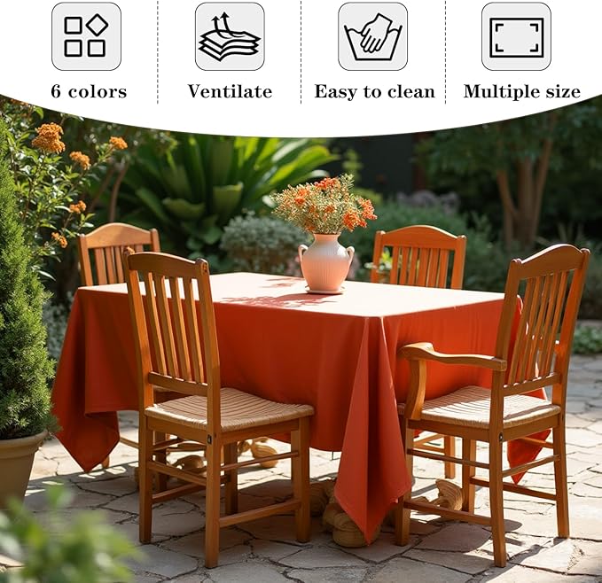 Fitable 6 Pack Rust 90?56 Inch Rectangle Tablecloth - Stain Resistant and Washable Table Cover, Polyester Fabric Table Cloth for Wedding, Party, Banquet, Formal Events