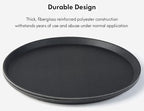 CURTA 2-Pack Restaurant Grade Non-Slip Tray, NSF, 16 Inch, Plastic Rubber Lined Round Serving Tray, Black