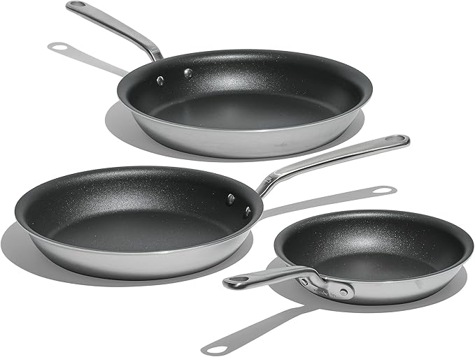 Made In Cookware - ProCoat Non Stick 3 Piece Frying Pan Set (Includes 8",10",12") - 5 Ply Stainless Clad - Professional Cookware - Crafted in Italy - Induction Compatible - (Graphite)