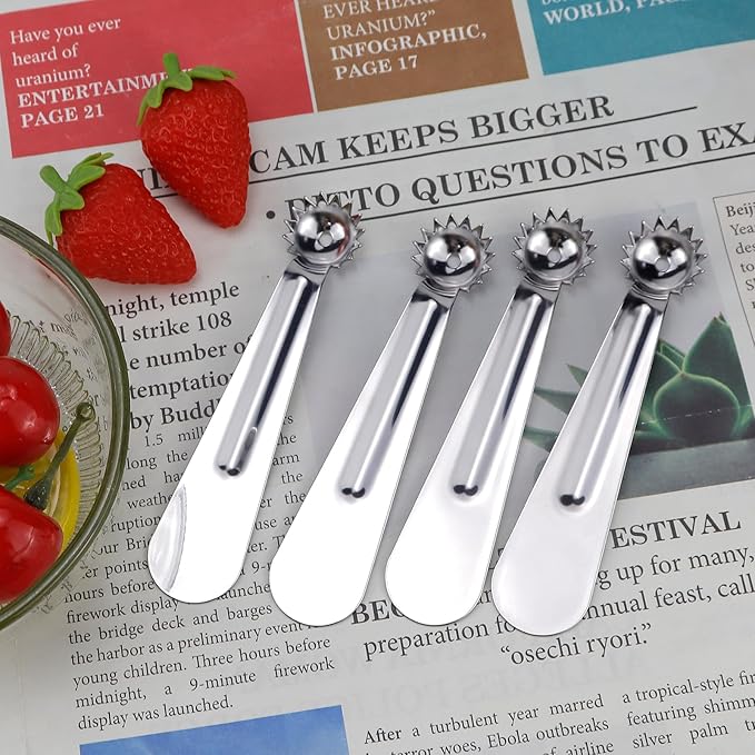 4 Pcs Tomato Corer Tool Strawberry Corer Tool Stainless Steel Strawberry Huller Tool Fruit Vegetable Baller Practical Kitchen Tool