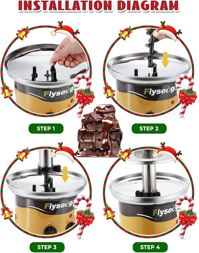 Chocolate Fountain Machine 4 Tiers Cheese Fountain Perfect for Nacho Cheese, Chocolate Sauce, Wedding, Party