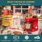 COOKLEE 6-IN-1 Stand Mixer, 8.5 Qt. Multifunctional Electric Kitchen Mixer with 9 Accessories for Most Home Cooks, SM-1507BM, Ruby Red