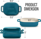 Signature Enameled Cast Iron Sourdough Bread Oven | Non-Stick with Tight Fitting Lid for Perfect Baking and Bread Making | 6QT Rectangle Oven With Lid [Ocean Blue]