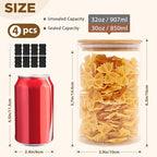 32oz Glass Food Storage Jars, Glass Jars with Bamboo Lids, Kitchen Storage Jars, Canisters with Airtight Lids for Spice, Coffee, Cookie, Set of 4, Pantry Organizers