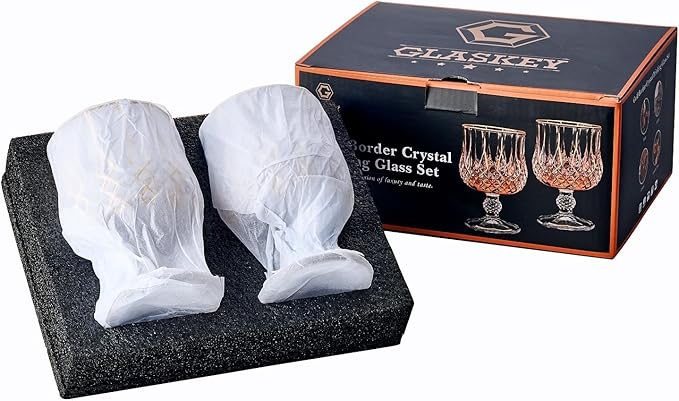 GLASKEY Crystal Brandy and Cognac Snifter Glasses Set of 2-24K Gold Hand Decorated,Short Stem Cognac Glass Brandy Goblets for Bourbon,Scotch,Tequila,Armagnac,Rum,Gift Ideas-7oz