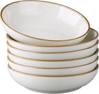 AmorArc 8.5'' Large Pasta Bowls, 36oz Ceramic Salad Serving Bowls Set of 6 for Kitchen, Wide Stoneware Bowls for Pasta,Salad,Fruit,Bread, Microwave Safe, Reactive-Pearl White