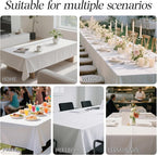 2 Pack White Table Cloth Rectangle 60x102 Inch Polyester Tablecloths for 6ft Rectangle Tables - Reusable Wrinkle Resistant Washable Cloth Cover for Wedding Banquet Party | Hemmed Edges