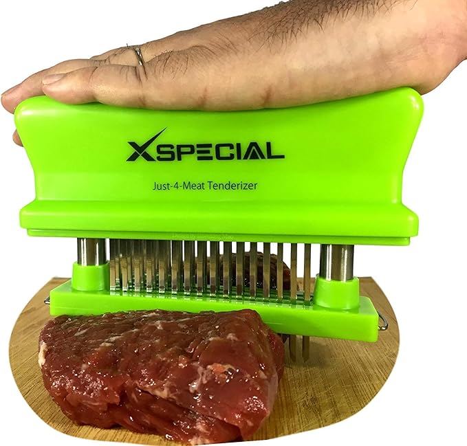 Toughest Meat Tenderizer Tool, 48 Needle Meat Tenderizer Blades Transforms Hard & Cheap Cuts into Expensive - Buttery Goodness Without Meat Mallet Crushing