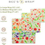Bee's Wrap Beeswax Wraps for Food - Garden Party 3 Pack (S, M, L) Made in USA Reusable & Organic Food Wraps, Sandwich Wrap & Bowl Covers - Eco-Friendly Alternative to Aluminum Foil & Plastic Wrap